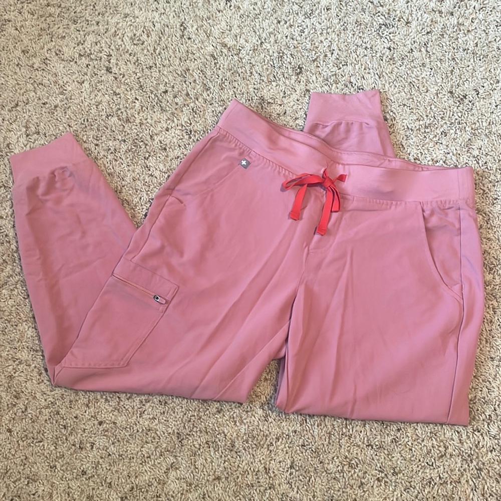 Chalk pink FIGS scrub joggers